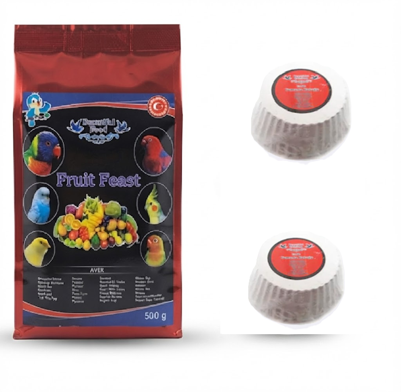 Muhabbet & Kanarya Maması Meyveli Mama 500gr+Gaga TaşıX2 (Sağlıklı Kuş  Yetiştirmek İsteyenler için)